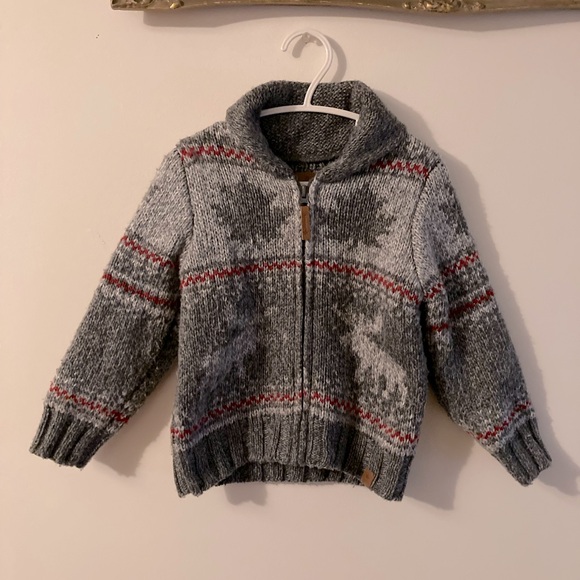 Canada Sweater Zip Up Sweater Moose and Maple Leaf Fall or Winter Sweater 3T - Picture 2 of 6